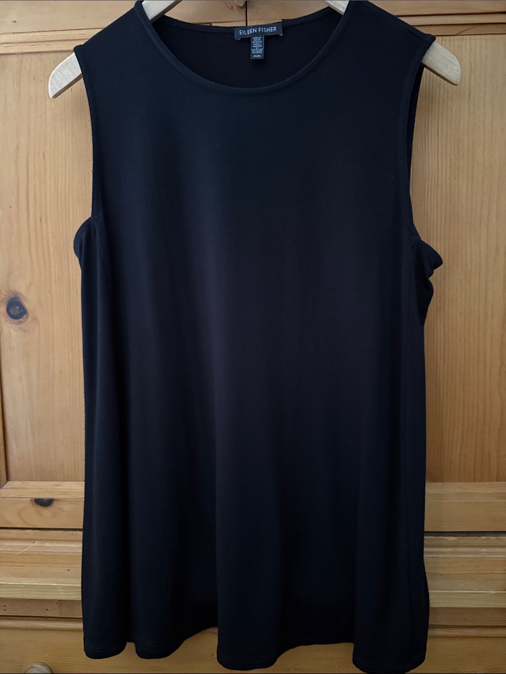 Eileen Fisher Sleeveless Viscose/Spandex Versatile Top, Black, Medium
